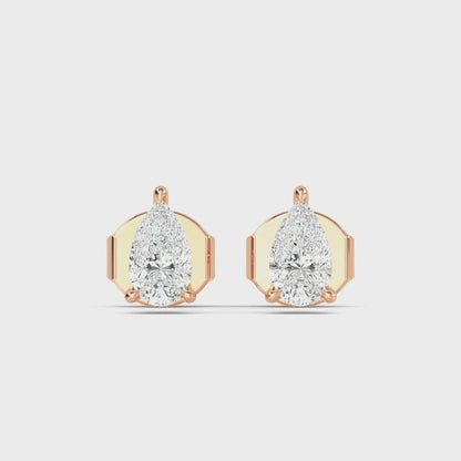 Pear Cut Lab Grown Diamond Solitaire Earrings 0.60 ctw SJE32415