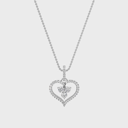 WG Round Cut Lab Grown Diamond Heart Pendant 0.58 ctw SJP31769