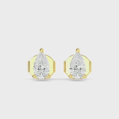 Pear Cut Lab Grown Diamond Solitaire Earrings 0.60 ctw SJE32415