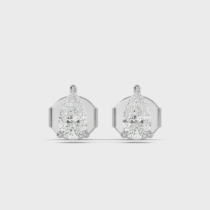 Pear Cut Lab Grown Diamond Solitaire Earrings 0.60 ctw SJE32415