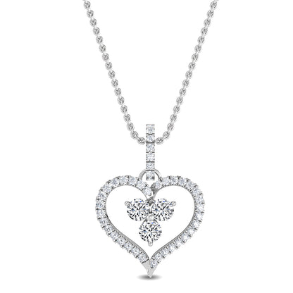 WG Round Cut Lab Grown Diamond Heart Pendant 0.58 ctw SJP31769