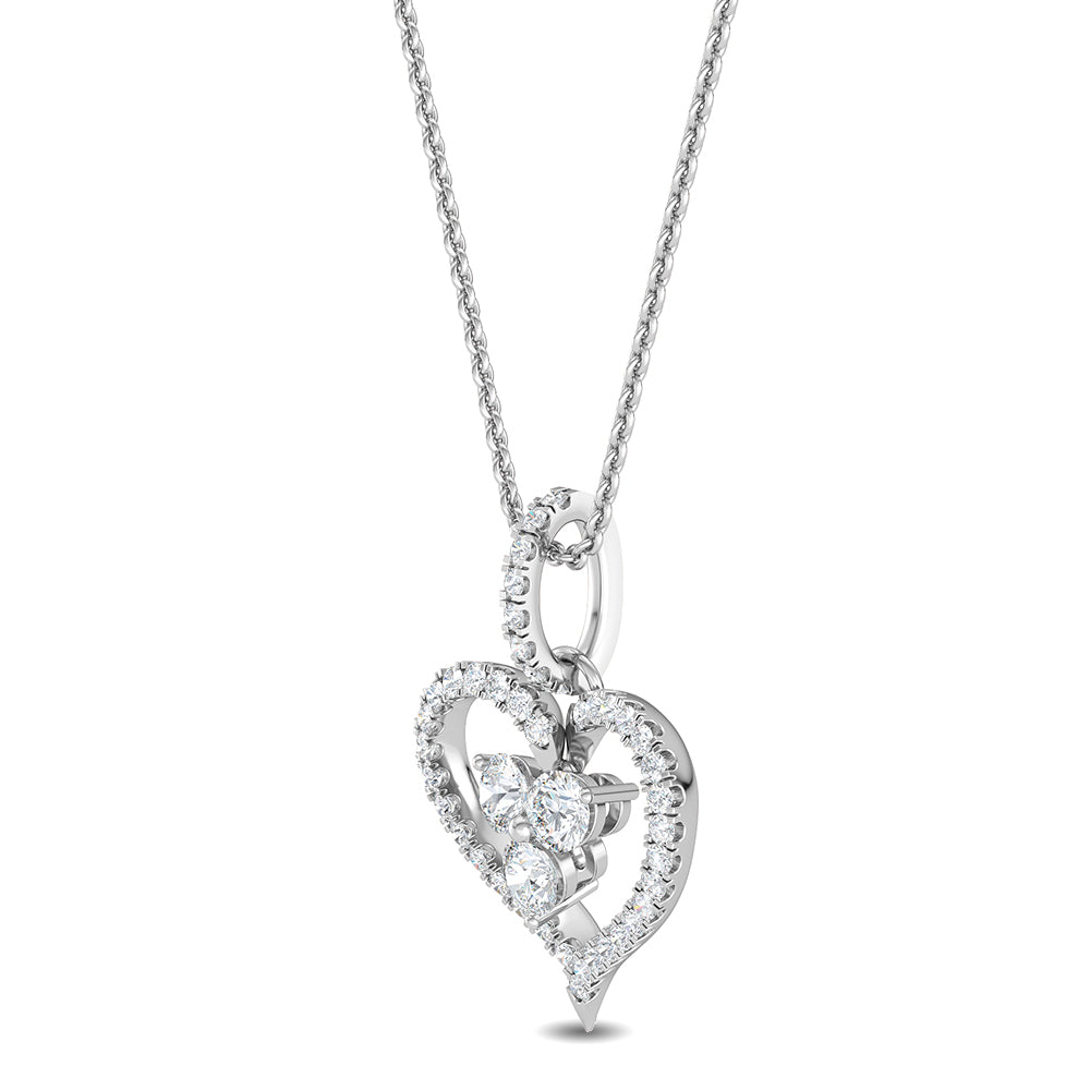 WG Round Cut Lab Grown Diamond Heart Pendant 0.58 ctw SJP31769