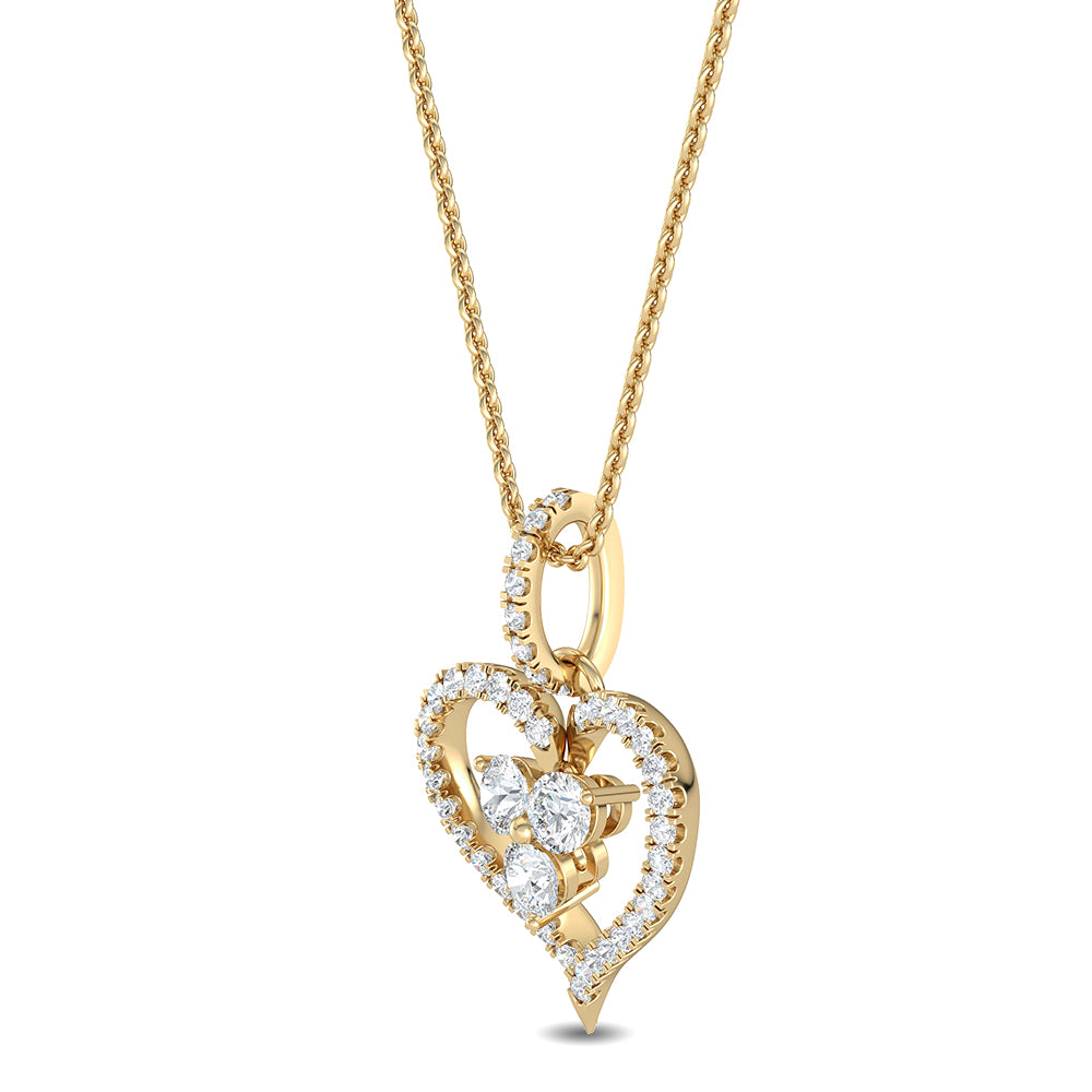 WG Round Cut Lab Grown Diamond Heart Pendant 0.58 ctw SJP31769